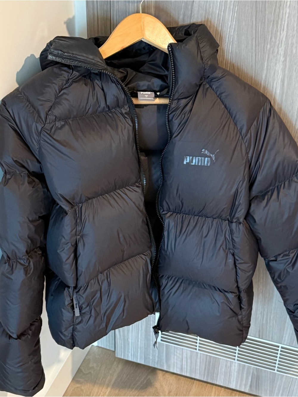 PUMA Women Black Puffer Jacket with Hood
